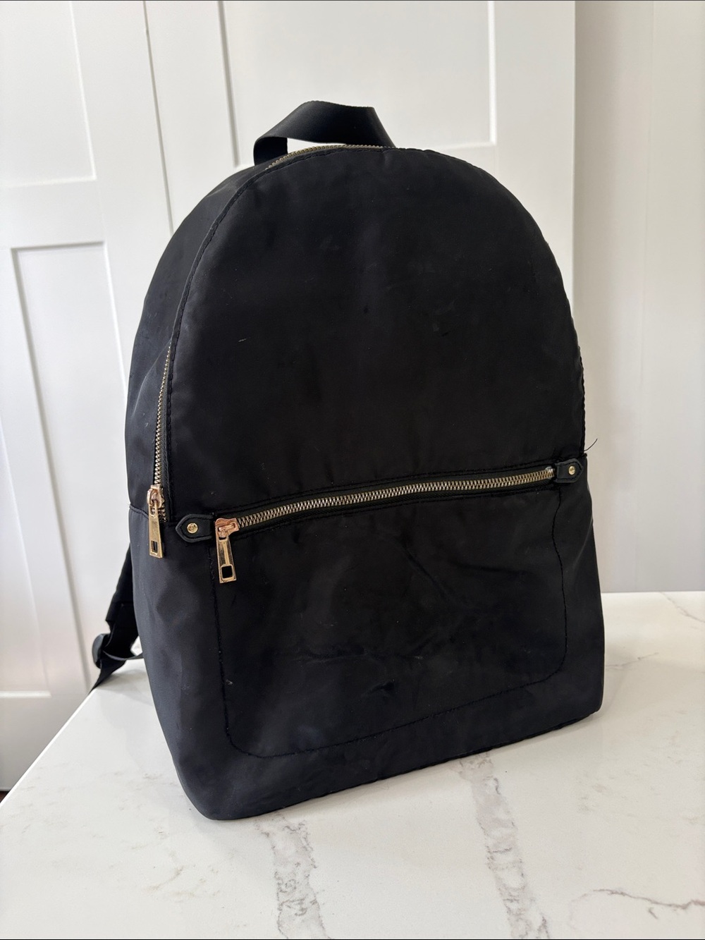 a new day Black Backpack with Gold Zipper Accents